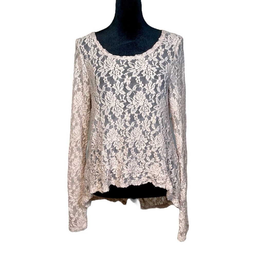 Miss Chievous Lacy Long Sleeve Top Size Large Light Pink​​​